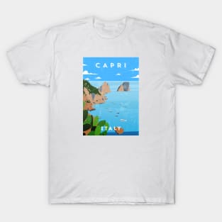 Capri, Italy. Retro travel minimalist poster T-Shirt